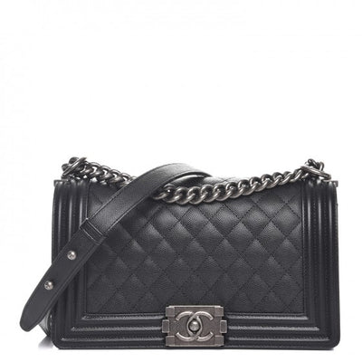 Chanel Quilted Lambskin Leather Small Tote Black with Ruthenium