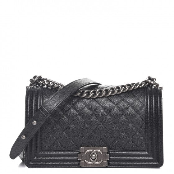 Chanel Black Quilted Caviar Single Flap Bag Ruthenium Hardware