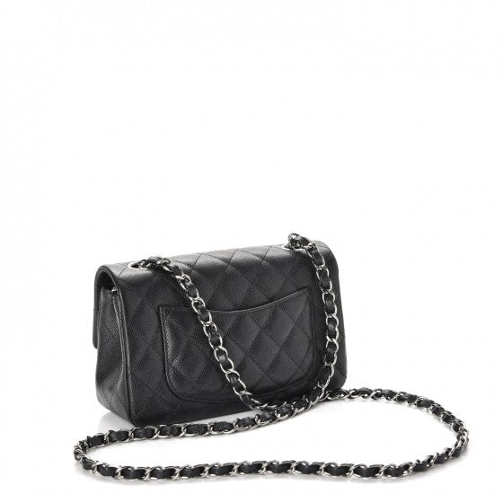 Chanel Mini Rectangular Flap Quilted Leather Shoulder Bag Black
