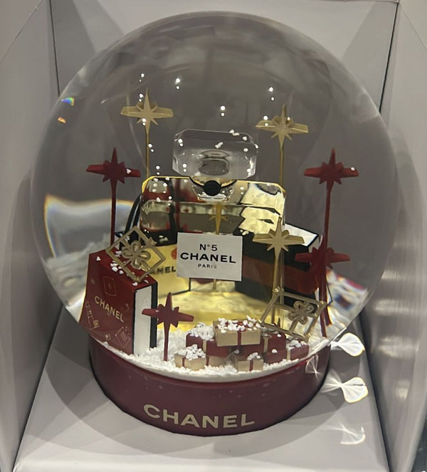 Chanel Red and Gold Snow Globe Perfume with Gift Boxes