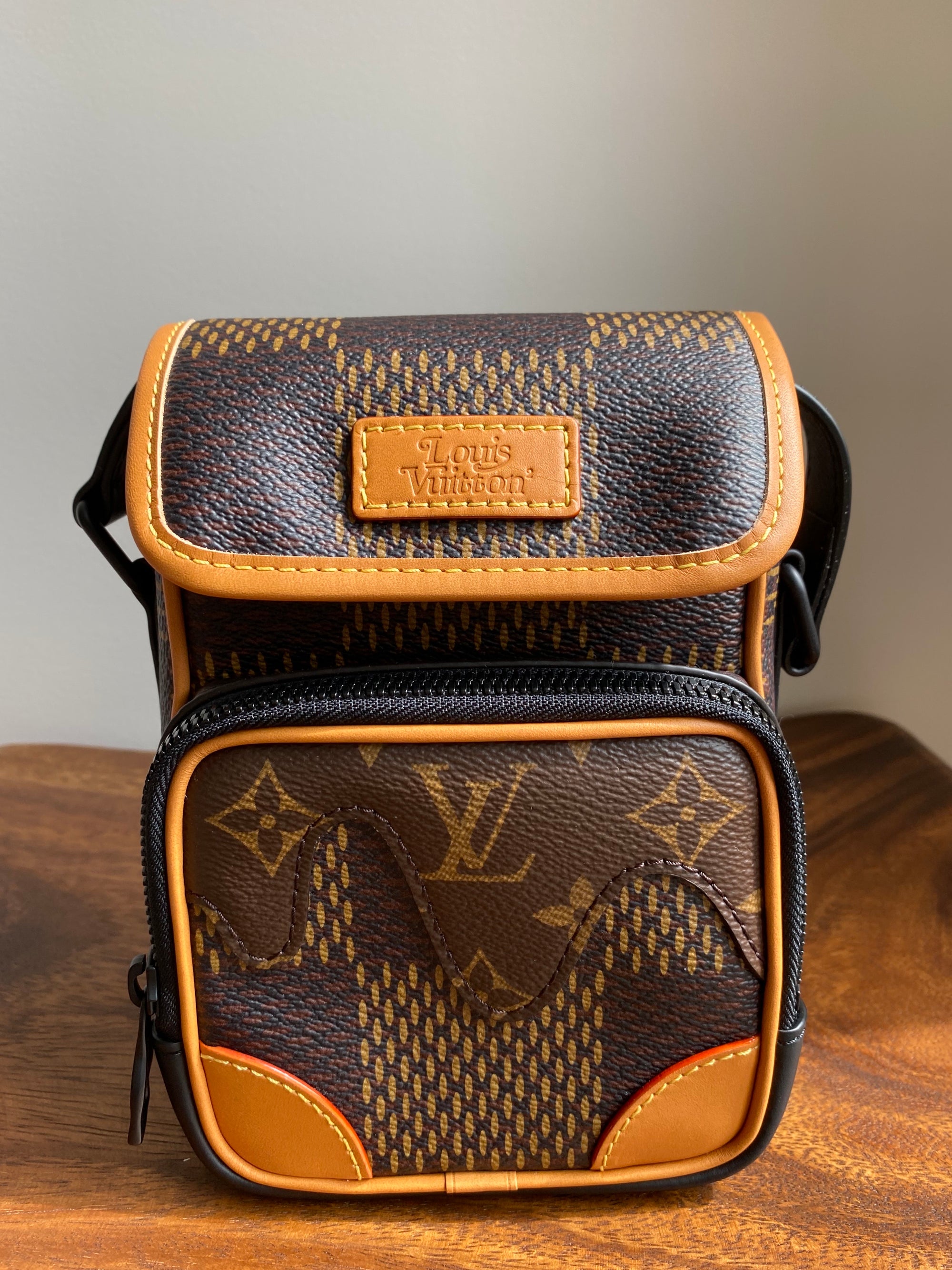 Louis Vuitton x Nigo Flap Double Phone Pouch Brown in Coated