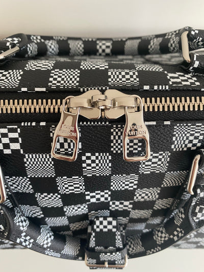 Louis Vuitton Black and White Distorted Damier Keepall Bandoulière