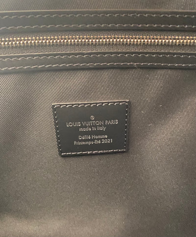 Louis Vuitton Virgil Abloh Black, White and Orange Damier Distorted Coated Canvas Keepall Bandoulière 50 Silver Hardware, 2021 (Like New), Handbag