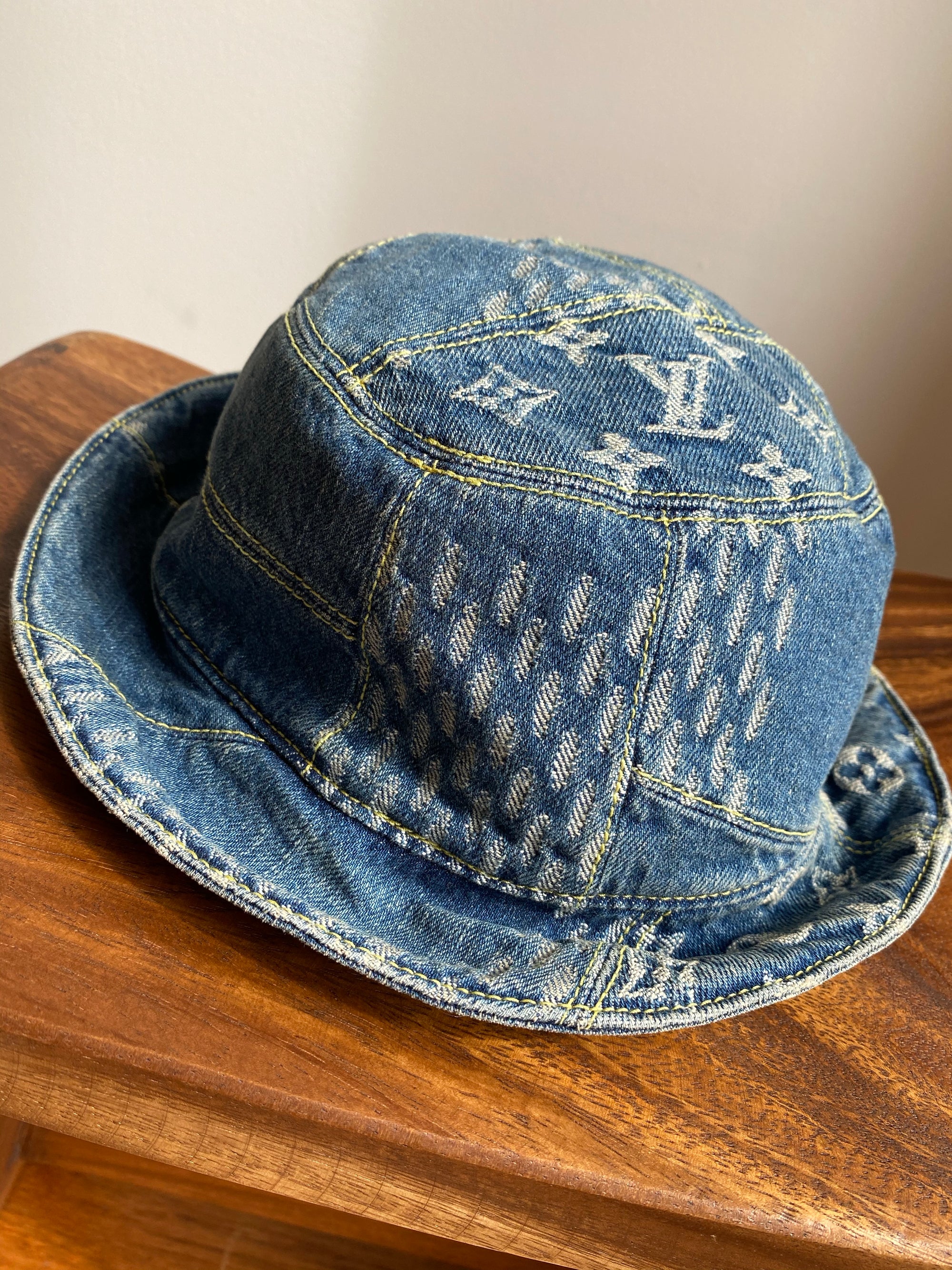 LOUIS VUITTON LV MONOGRAM BLUE DENIM BUCKET HAT