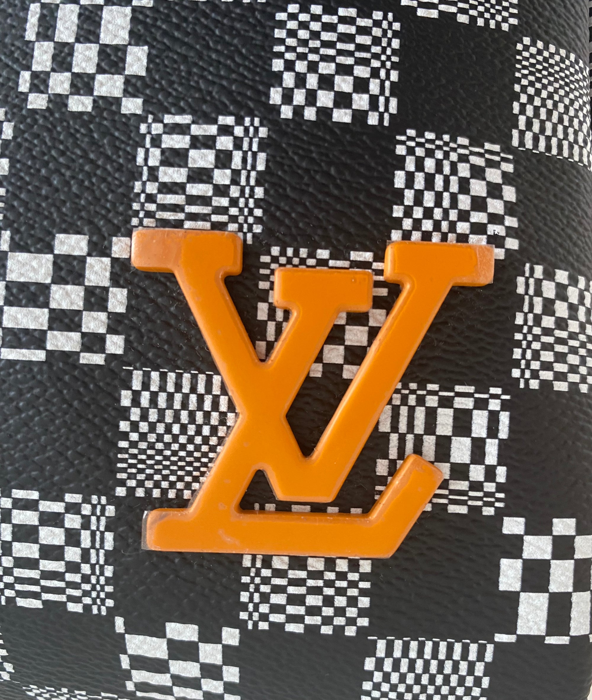 Virgil Abloh Black, White and Orange Damier Distorted Coated Canvas Keepall  Bandoulière 50 Silver Hardware, 2021